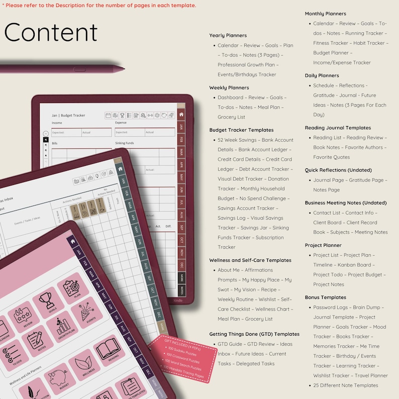 Kindle Scribe Colorsoft Template Ultimate Digital Planner for 2026