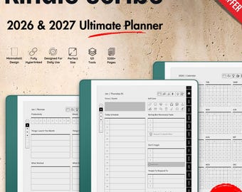 Kindle Scribe Template - Ultimate Digital Planner for 2026 and 2027, Minimalist Layout (Digital Download)