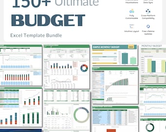 Excel Budget Template Bundle – 150+ Ultimate Budget Management Templates with Automated Formulas, Goal Trackers & Smart Financial Dashboards