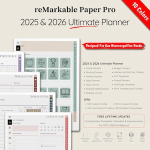 2025 2026 Planner for Paper Pro, Premier Designs and Minimalistic Layouts, Offering Excellent Templates for Your Digital Planning Needs