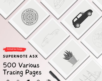 Supernote A5X Tracing Pages Bundle: Mandalas, Botanical, Winter, Vehicles (Digital Download)