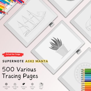 Supernote A5X2 Manta Tracing Pages: 500 Mandala, Botany, Vehicle Designs (Digital Download)