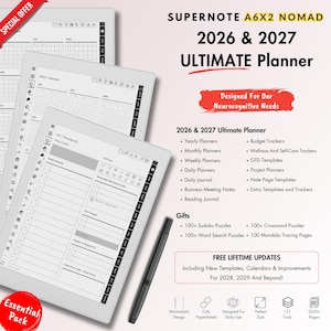 Supernote Nomad Template - Ultimate Digital Planner for 2026 and 2027