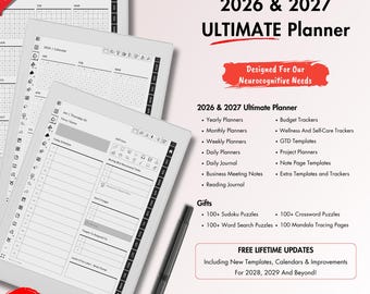 Supernote Nomad Template - Ultimate Digital Planner for 2026 and 2027