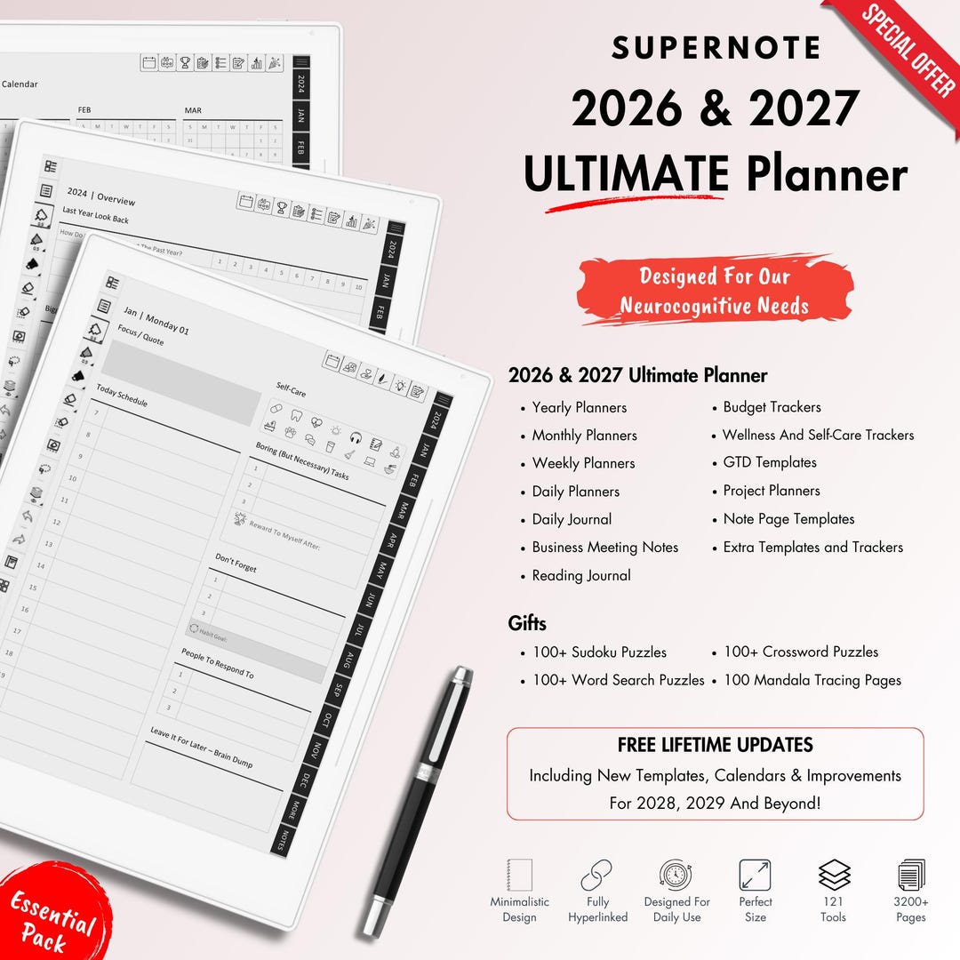 Excellent Planner Example Supernote A5X Planner 2026 2027, Premier Designs and Minimalistic ...