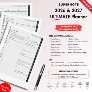 Supernote A5X Planner 2026 2027, Premier Designs and Minimalistic Layouts, Offering Excellent Templates for Digital Planning Needs