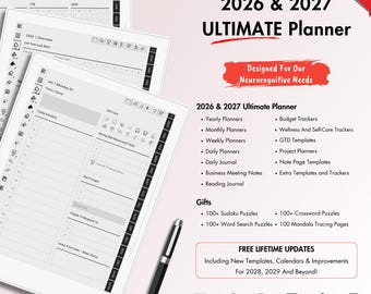 Supernote A5X Planner 2026 2027, Premier Designs and Minimalistic Layouts, Offering Excellent Templates for Digital Planning Needs
