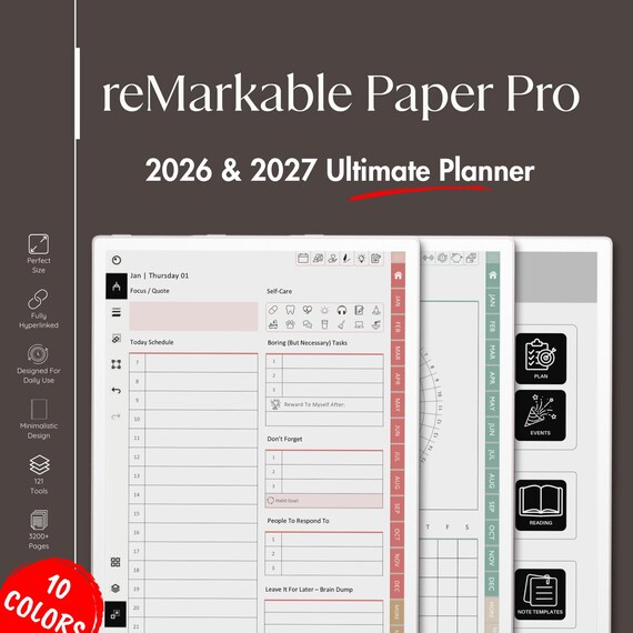 Remarkable Paper Pro Templates - Ultimate Planner for 2026 and 2027