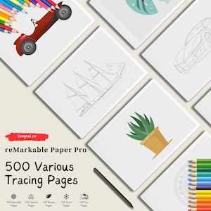 For Remarkable Paper Pro - Tracing Pages: Mandalas, Botanical, Winter, Vehicle Designs (Digital Download)