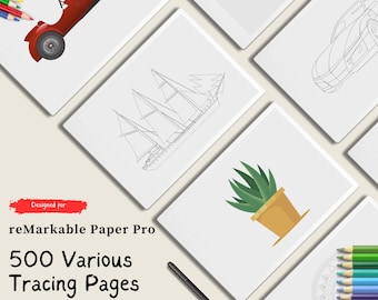 For Remarkable Paper Pro - Tracing Pages: Mandalas, Botanical, Winter, Vehicle Designs (Digital Download)