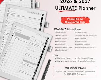 Supernote Template - Supernote Manta Template, Ultimate Digital Planner for 2026 and 2027, Minimalist Layout (Digital Download)