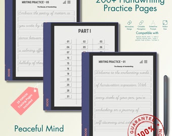 Onyx Boox Handwriting Practice Pages, 100+ Writing Topics Featuring Almost 300 Dotted Line Exercise Pages With Cursive Writing Prompts