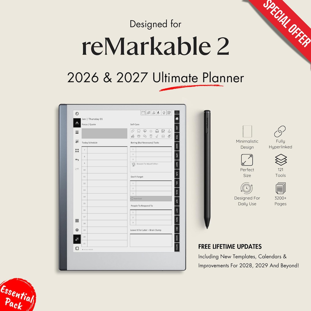 For Remarkable 2 - Template Planner for 2026 & 2027 (digital Download ...