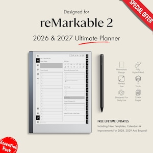 For Remarkable 2 - Template Planner for 2026 & 2027 (Digital Download)