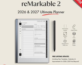 For Remarkable 2 - Template Planner for 2026 & 2027 (Digital Download)