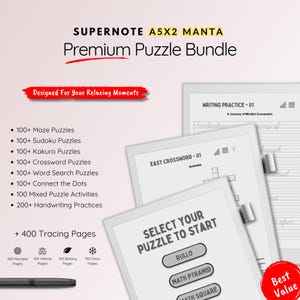 Supernote Manta Puzzle Bundle: Sudoku, Mazes, Kakuro (Digital Download)