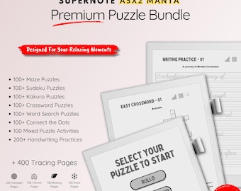 Supernote Manta Puzzle Bundle: Sudoku, Mazes, Kakuro (Digital Download)