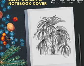 Remarkable 2 Sleep Screen & Notebook Cover Artwork, Pencil Hand-Drawn Palm Tree with Intricate Details to Revitalize your Remarkable 2
