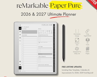 For Remarkable Paper Pure - Template Planner for 2026 & 2027 (Digital Download)