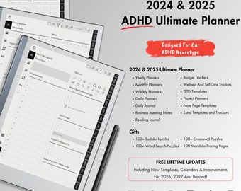 2024 2025 Remarkable 2 Planner, ADHD-Specific Designs and Minimalistic Layouts, Offering Excellent Templates for Your Digital Planning Needs