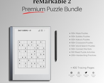 For Remarkable 2 - Puzzle Bundle: Sudoku, Mazes, Kakuro + Tracing Pages (Digital Download)