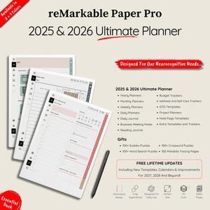 2025 2026 Planner for Paper Pro, Premier Designs and Minimalistic Layouts, Offering Excellent Templates for Your Digital Planning Needs