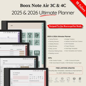 Boox Note Air4 C 2025 2026 Planner, Premier Designs and Minimalistic Layouts, Offering Excellent Templates for Your Digital Planning Needs