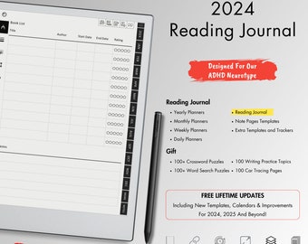 Reading Journal for Remarkable 2, Designed for Organized Reflections and Seamless Integration with Your Literary Adventures