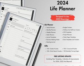 Life Planner 2024 for Remarkable 2, Empower Your Journey with our Digital Solution, Designed for Balance and Harmony in Every Aspect of Life