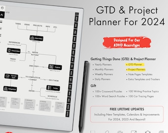 GTD and Project Planner for Remarkable 2, Seamlessly Integrated for Getting Things Done Efficiently and Executing Projects with Precision
