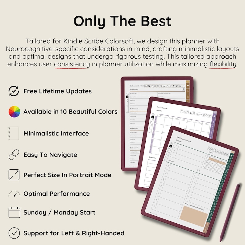 Kindle Scribe Colorsoft Template Ultimate Digital Planner for 2026