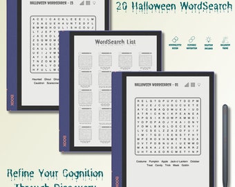 Onyx Boox Word Search for Halloween, E-Ink Edition of Spooky Puzzles, Halloween Vocabulary Games, and Trick-or-Treat Word Hunts!