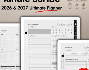 All-New Kindle Scribe Template - Ultimate Digital Planner for 2026 and 2027, Minimalist Layout (Digital Download)