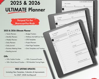 2025 2026 Kindle Scribe Planner, Premier Designs and Minimalistic Layouts, Offering Excellent Templates for Your Digital Planning Needs
