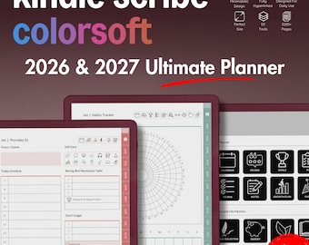 Kindle Scribe Colorsoft Template - Ultimate Digital Planner for 2026 and 2027, Minimalist Layouts (Digital Download)