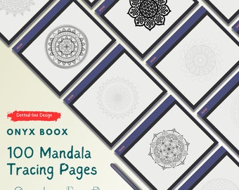 Onyx Boox Mandala Tracing Pages, 100 Dotted-Line Worksheets Perfect for Elevating Your Creativity and Regaining Your Inner Inspiration