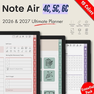 Boox Note Air 6C, 5C, 4C Templates, Ultimate Digital Planner for 2026 and 2027, Minimalist Layouts (Digital Download)