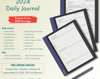 Daily Journal 2024 for Onyx Boox, Seamlessly Integrate Getting Things Done and Project Planner for Enhanced Productivity & Organization