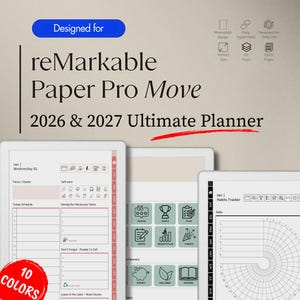 For Remarkable Paper Pro Move - Template Planner for 2026 & 2027