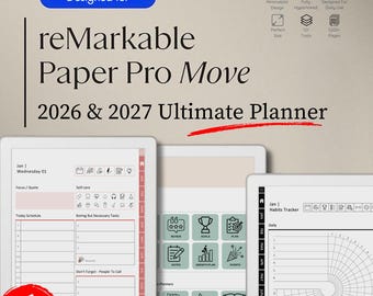 For Remarkable Paper Pro Move - Template Planner for 2026 & 2027