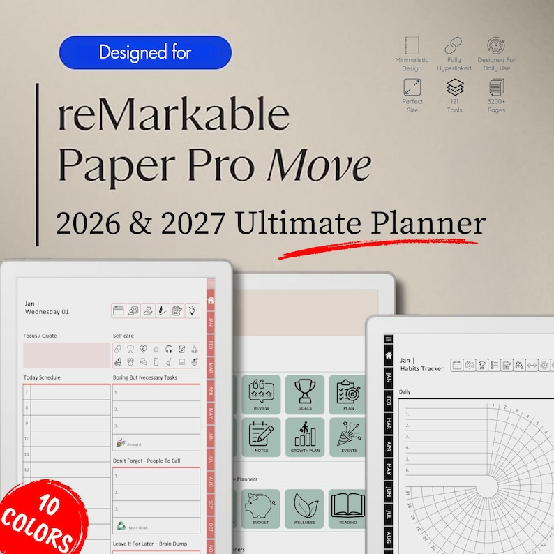 For Remarkable Paper Pro Move - Template Planner for 2026 & 2027 - Etsy
