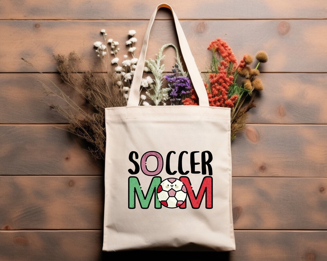 Soccer Mom Cotton Canvas Tote Bag, Mother Life Tote Bag, Football Mom