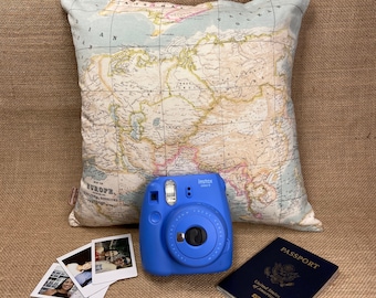 Travel Home Pillow, Traveler Home Pillow, Map Home Pillow, World Map Home Pillow, Fabric Map Home Pillow, Map of the World Home Pillow