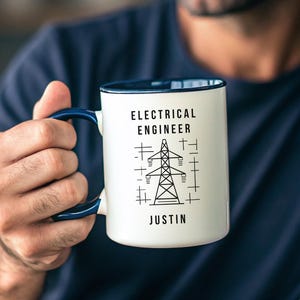 Mug personnalisé pour ingénieur électricien | Mug à café pour ingénieur | Mug personnalisé avec nom | Cadeau pour ingénieur électricien | Cadeau pour lui | Cadeau pour ingénieur