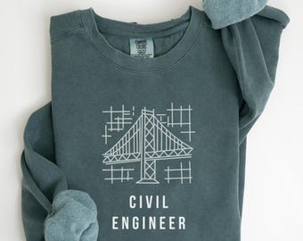 Civil Engineer Sweatshirt | Bridge Engineer Crewneck | Engineer Shirt | Engineer Gift | civil engineer shirt | Blueprint Design Shirt