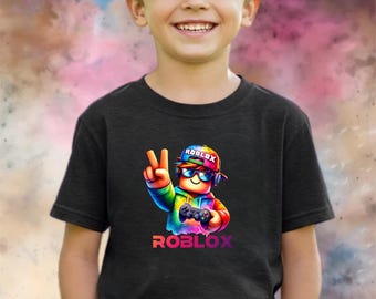 ROBLOX print kid t-shirt Vibrant color Premium Fabric Roblox apparel for Kid Soft fabric Gamer Video Birthday Gift for Roblox Lover