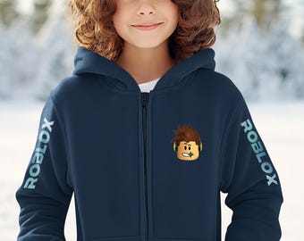 Kid wear Roblox Hoodie Gaming Pullover Outfit for Boys & Girls Roblox Zip-Up sweatshirt Cozy Jacket