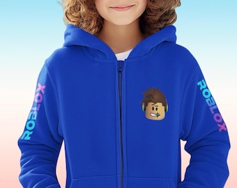 Roblox kid Zipper Hoodie Gaming Pullover Outfit for Boys & Girls Zip-Up sweatshirt Cozy Jacket