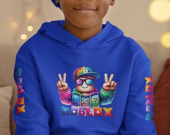 Personalised Roblox Hoodie Gamer Youtuber Children s Adults Hoodie Etsy