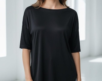 Summer Short Sleeve Shirt Japanese Fabric Lightweight Breathable Shirt Soft Silky Minimalist Top